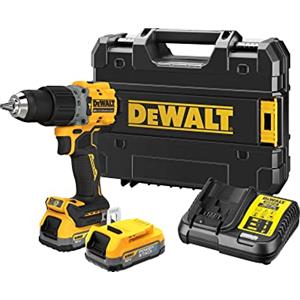 DEWALT Taladro Percutor sin escobillas XR 18V 13mm 90Nm con 2 baterías POWERSTACK y maletín TSTAK