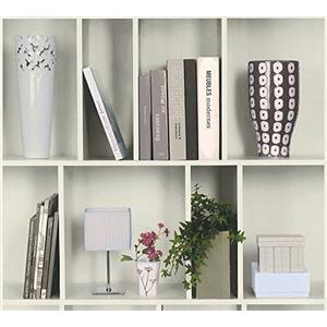 A.S. Création Carta da parati in tessuto non tessuto Authentic Walls 2 con libreria vintage in legno, stile etnico, 10,05 m x 0,53 m, colore grigio/verde, bianco, Made in Germany 366631 36663-1