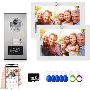 ANJIELO SMART Sistema di videocitofono a 4 fili per appartamento,2/3/4/6/8/10/12 unità 7 pollici monitor 1080P Kit citofono,3 in 1 sblocco,movimento rilevato per villa,Tuya (1 Campanell+ 2 Monitor)