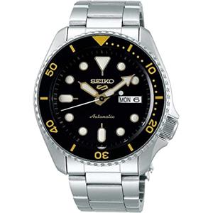 Seiko 5 Sports Orologio Analogico Automatico Uomo con Cinturino in Acciaio SRPD57K1, Nero, 7K1