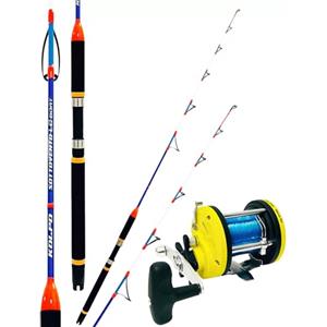Kolpo Kit Pesca trolling Traina Canna sottovento 12 lb + Mulinello Rotante con filo