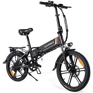 SAMEBIKE Folding Electric Bike for Adults, 20 E-Bike with 250W Brushless Motor, 48V 10Ah Removable Battery, Dual Suspension, 70-80KM Range (black)