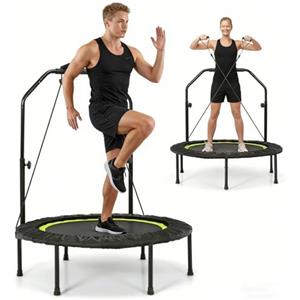 LIFEZEAL Trampolino Elastico per Adulti, Bambini 100cm, per Interno/Esterno | Tappeto Elastico Fitness, con Fasce, Manico Regolabile, Mini, Pieghevole, Rebounder, Saltarello, Salta, Max 150kg