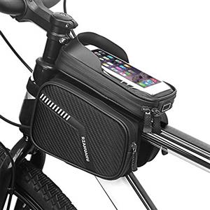 Flytise Borsa da telaio per bicicletta impermeabile Borsa doppia Borsa per tubo superiore per bici MTB Mountain bike Ciclismo Borsa laterale Custodia per telefono touchscreen Borsa da telaio per bicic