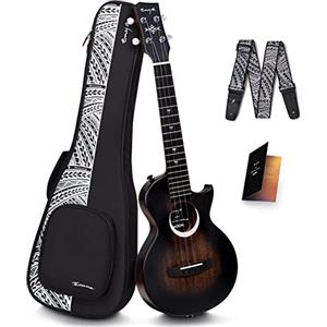 Enya 26-Pollici Ukulele Tenore Set - Ukulele Acustico Tutto in Mogano Massiccio Nero con Taimane Moon Firma per Principianti Bambini Adulti Starter Kit per Casa Scuola Viaggio Campeggio Regalo