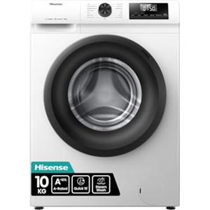 Hisense WF1Q1041BW - Lavatrice, classe A, 10 kg, 1400 giri/min, altezza 84,5 cm x larghezza 59,5 cm, colore bianco, funzione vapore 99,9%, lavaggio rapido +, lavaggio automatico, finitura differita,
