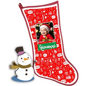 GIFART Calza Befana Personalizzata - Calza Epifania Personalizzabile con Foto e Testo - Idea Regalo Unica per Bambini e Adulti (Personalizzabile Solo Fronte, Poliestere 50 cm)