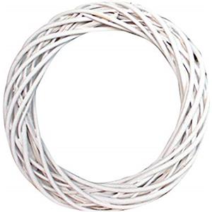 Bodhi2000 - Ghirlande natalizie in rattan, con cornice rotonda in vimini naturale, per appendere alla parete, decorazione della porta d'ingresso e decorazione per feste, colore: bianco, 30 cm