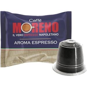 CAFFE' MORENO - 100 Capsule Compatibili per Nespresso, Gusto Forte e Corposo, Aroma ESPRESSO BAR, Cialde Compatibili per Macchine ad Uso Domestico Nespresso* da 6,5g