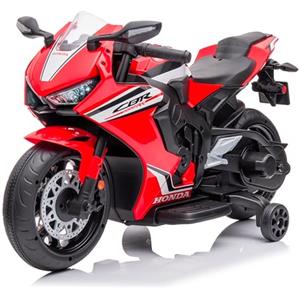 BabyCar Moto Elettrica Bambini Honda CBR 12V | Moto Elettrica Bambini 3-5 Anni con Luci, Suoni e Rotelle Stabilizzatrici | Batteria 12V 3,5Ah, Motore 30W e Acceleratore a Pedale | Rosso