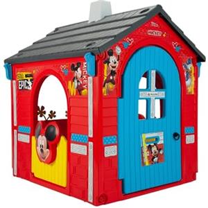 INJUSA Casetta Bambini Mickey Mouse INJUSA Dai 3 Anni Per Giardino Con 3 Porte 1 Finestra Design Disney Ufficiale Casetta Esterna Rossa In Plastica Robusta Immaginazione Giochi All'Aperto