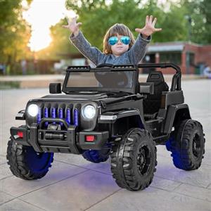 RELAX4LIFE 12V Macchina Elettrica per Bambini a 2 Posti con Telecomando, Luce e Musica, Bluetooth e USB, Carico Massimo 35 KG, Velocità Regolabile 2,6-6km/h,Avanti/Indiero per 3-8 Anni (NERO 2)