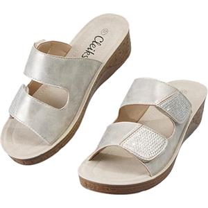 CLEIKS Plateau Sandali Aperti Donna Sandali con Plantare Morbido Donna Estate Scarpe Aperte Pelle Casual Scarpe Estive (Argento, 37 EU, WCL260426-11)