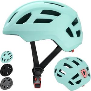 LIRENGUI Casco da bicicletta per bambini con luce posteriore per ragazzi e ragazze, luce posteriore di sicurezza ricaricabile, caschi leggeri e taglia regolabili per multi-sport (Nero, M)