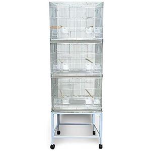 Pet's Solution - Batteria Gabbie da Cova Silver con Carrello e Accessori, per Allevamento, Riproduzione ed Esposizione Uccelli - Modulo da 3 Gabbie di 60x42x43h cm
