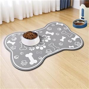 Hearda Tappetino Ciotola Cane Assorbente,Forma Osso Tappetino per Cane Cibo Tappetini Sottociotola per Cani Tappetino Antiscivolo Ciotole Gatto Tappetino sotto Ciotola Cani (20x30cm,Grigio Chiaro)