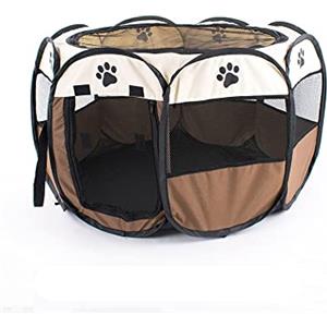 Generico Box Cani per Interno Recinto per Animali Cuccioli Gatti Pieghevole 115x60cm L (Marrone)