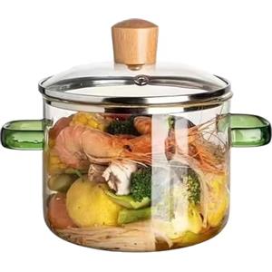 Generic Pentola in trasparente resistente al calore, 1600 ml, riscaldamento rapido, pentola in con coperchio, per zuppe, latte, stufa, salsa, pasta, tè
