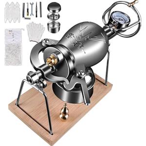 Generic Macchina per Popcorn Professionale, Macchina per Il Riso Soffiato Cannone Cinese per Popcorn, Valvola di Pressione Doppia, Maniglia in Rame Girevole a 360 Gradi (500ML)