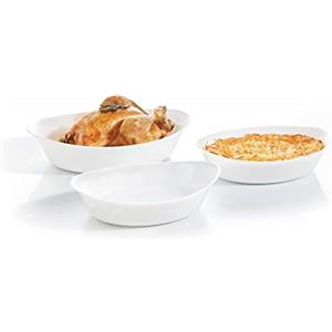 Luminarc P0691 3 pezzi Set Smart Cuisine pirofila ovale, vetro, bianco