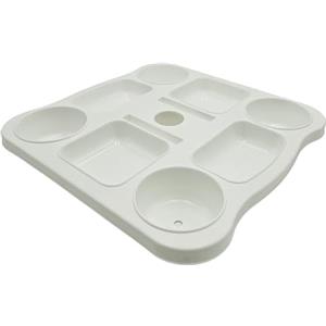 Generico Fatone Shop Tavolino per Ombrellone da Spiaggia Universale, Portaoggetti da Mare con Scomparti per Bevande e Smartphone, Vassoio Regolabile e Lavabile, per Pali Ø 22-40mm, Bianco, dimensioni cm 37x37