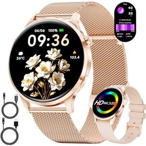 LIGE Smartwatch Donna 7,9mm Ultrafino 1,32" AMOLED Chiamate Bluetooth per Android iOS Orologio Intelligente Elegante Multisport Fitness,Monitor Frequenza Cardiaca e Sonno,Ciclo Mestrual (Oro rosa)