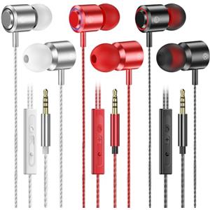AESIGN 3 Pacco Cuffie In Ear con Filo, Auricolari con Filo e Microfono/Controllo del, Isolamento del Rumore, Alta Qualità del Suono Cuffiette, Auricolari per iPhone, Samsung, Tablet e Dispositivi da 3,5 mm