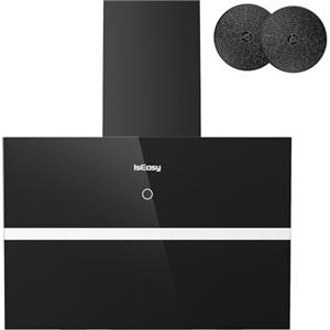 IsEasy Cappa Aspirante 60 cm, Cappa Cucina 60 cm con 578 m³/h Potenza di Aspirazione, 4 Livelli di Regolazione, Modalità di Scarico, 1-9 min Ritardo Funzione di Spegnimento, Nero, 58dB, Efficienza A++
