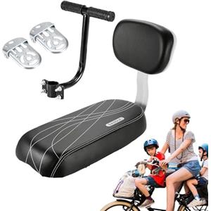 Generico Seggiolino Posteriore Bici - PU Acciaio 37x25x16cm | Sedile Imbottito | Portapacchi Con Schienale Bracciolo Poggiapiedi Sicurezza Bambini Montaggio Rack Per Viaggio Outdoor Supporto Kit