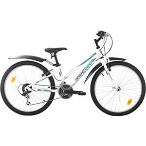 Multibrand Distribution Multibrand Velotec Adventure Mountain Bike in alluminio da 24 pollici, 18 velocità, V-Brake, bici da ragazza, adatta per 130-160 cm