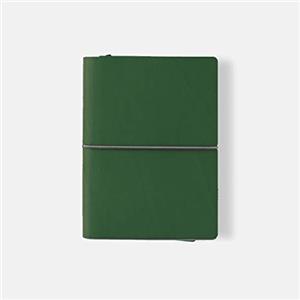 In Tempo Taccuino Evo Ciak - 15 x 21 cm, 112 Pagine Bianche, Copertina Verde in Sintetico, Chiusura con Elastico, Fatto a Mano in Italia