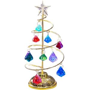 Generic Luci di 'albero di Natale - Luce notturna in ferro artistico per albero di Natale con glitter di | Lampada da tavolo luminosa con ornamento per albero di Natale in ro