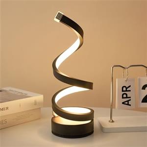 Chao Zan Lampada da comodino camera da letto moderne, Lampade da comodino a spirale moderne, abat jour da comodino con filo e spina, lampada da tavolo LED curvo (Nero)