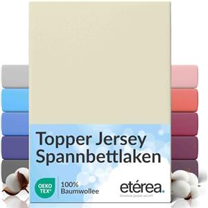 etérea Himmlische Qualität etérea Jersey Topper lenzuolo con angoli 120x200-120x220 cm Natura Epaisseur 5-10 cm - 100% Cotone - Oekotex materasso Letto copripiumino - lenzuola 120x200cm - 120x220cm Crema