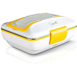 SPICE Amarillo Trio Scaldavivande Elettrico, 3 Scomparti Estraibili in Acciaio Inox con Chiusura Sigillante, Giallo, 0.9L