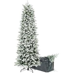 BOP Albero di Natale Slim Innevato Enea 240 cm, in PE Real Touch e PVC, Borsa Omaggio, Apertura ad Ombrello, Design Snello e Slanciato, Alto e Stretto