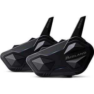 Midland Rush RCF Twin C1527.01, Interfono Moto Bluetooth e Mesh Doppio, Auricolari Casco Impermeabili IPX6, Cancellazione Rumore, Radio FM integrata e Web Radio Via App.
