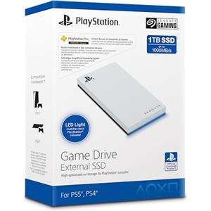 Seagate Game Drive per PS5 1TB, esterno SSD, USB 3.2, illuminazione LED Blu, Bianco, Data Rescue Service (STMH1000200)