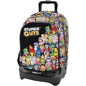 Tinta Unita Trolley Zaino Scuola Dream Cross, Stumble Guys Nero Sganciabile NUOVE RUOTE SALI SCALE con carrello amovibile TINTAUNITA Pool Over