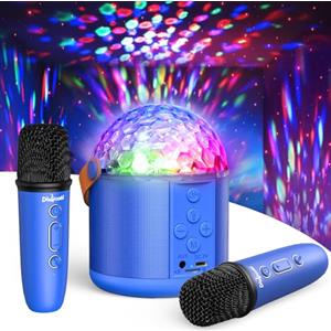 Dislocati Karaoke per Bambini & Adulti con Luci Discoteca, Regalo Bambino 3 4 5 6-12+ Anni Cassa Bluetooth con Microfono Bluetooth Giocattolo Musicale per Feste - Regali Natale Bambini (Blu)