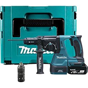 Makita DHR243Z - Perforatore Sds Plus 2 Joule, 24 mm, Bl Lxt 18 V + 1 batteria 18 V 3 Ah Li-Ion Bl1830B + cofanetto Makpac