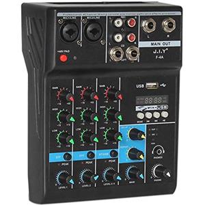 Barabesty Professionale 4 Canali Bluetooth Mixer Audio Mixing DJ Console Effetto Riverbero Karaoke USB Live Stage KTV