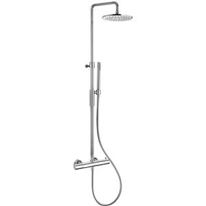 Paffoni ZCOL646LIQCR Birillo Colonna doccia senza deviatore, con miscelatore termostatico e soffione tondo 22,5 cm, supporto scorrevole, doccetta e flessibile