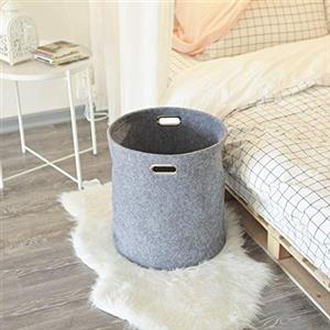 Grantien Borse Di Feltro Per Legna Da Ardere Pieghevole F Vecchio Feltro Sporco Secchio Quadrato Rotondo Feltro Cesto Giocattolo A Mano Tenuta Casa C Diametro Rotondo 40 X Altezza 46Cm Grigio