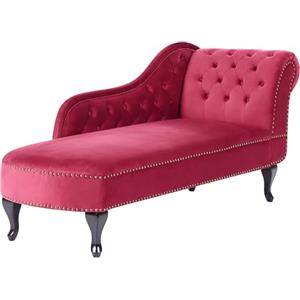 Beliani Chaise Longue in Velluto Bordeaux Versione Destra Stile Chesterfield