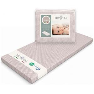 baby idea Materasso Lettino da Campeggio Sfoderabile Pieghevole Traspirante a Norma EN16890:2017 Federa100% Cotone Oeko-tex® Interno Certificato Certipur™ 60x120x4 OMAGGIO Borsa da Viaggio (Pois R)