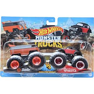 Hot Wheels Monster Trucks Demolition Double 1/64 - Auto in metallo - DragBus Vs Volkswagen Beetle