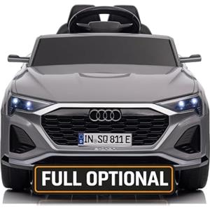 Mondial Toys Auto Elettrica per Bambini Audi SQ8 e-tron Sportback Macchina con Licenza Ufficiale 12V Due Potenti Motori Telecomando Cintura di Sicurezza 5 Punti Porte Apribili Luci LED Musica MP3 Grigio