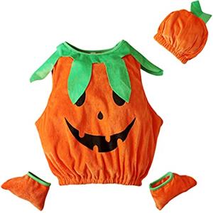Generico Costume Halloween Neonato Zucca senza maniche Con Sacchetto Di Caramelle Costume Vestito Bambino Cosplay Per Halloween Carnevale Cosplay