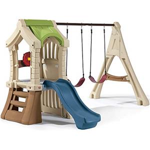 Step2 Play Up Gym Set Parco giochi per bambini | Torre di gioco per bambini con scivolo e altalene in plastica | Giocattoli per il giardino/all'aperto